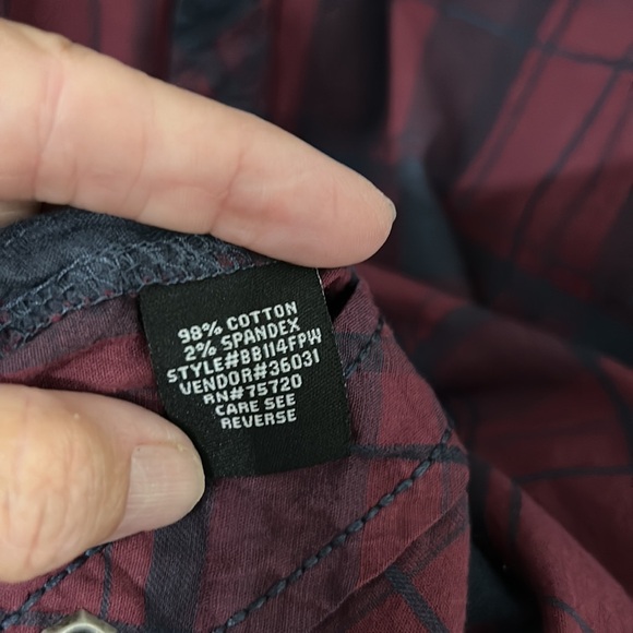 Buckle Black Men’s Athletic Fit Stretch Plaid Button Down Shirt Embroidered XXL - Picture 9 of 13